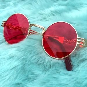 Unique retro pink lens sunglasses